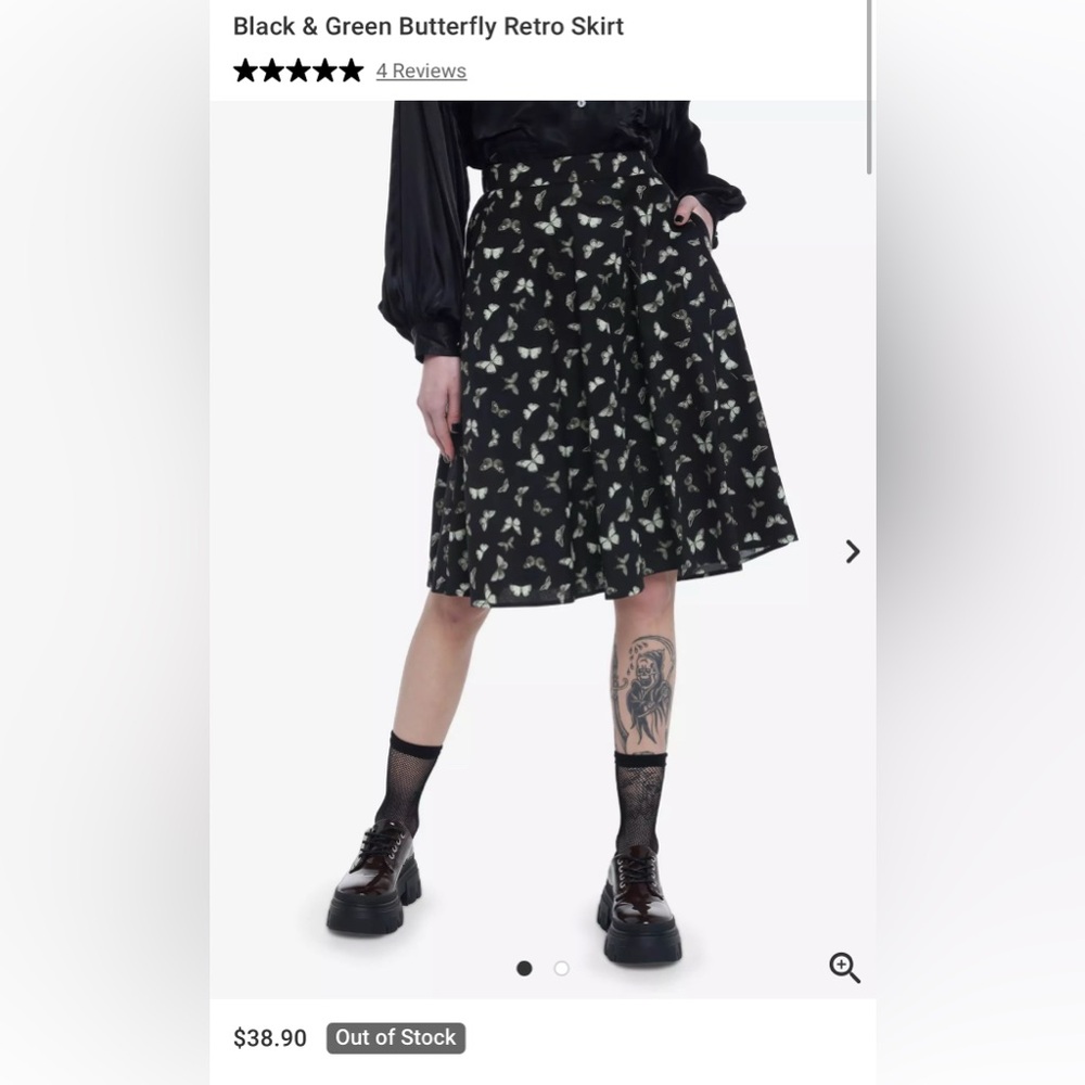 Elegant Black A-Line Skirt with Butterfly Design